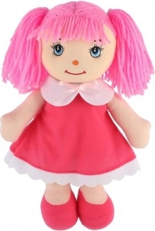 Stoffpuppe Mazlinka mit rosa Haaren 31 cm