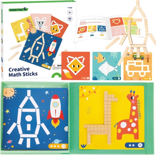 Tooky Toy magnetisches Logikpuzzle – kreative Mathe-Stäbchen, 49 Teile