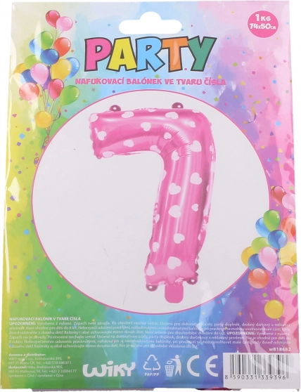 Ballon gonflable chiffre 1 avec petits cœurs – Růžový