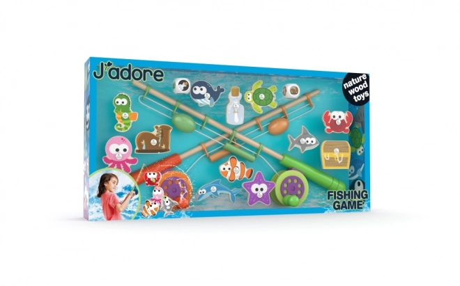 Wooden Fishing Game with Two Rods