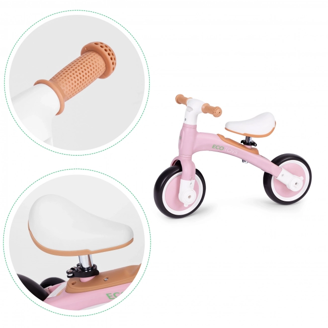 Balansfiets met pedalen - trainingszijwielen 3in1 ECOTOYS – Roze