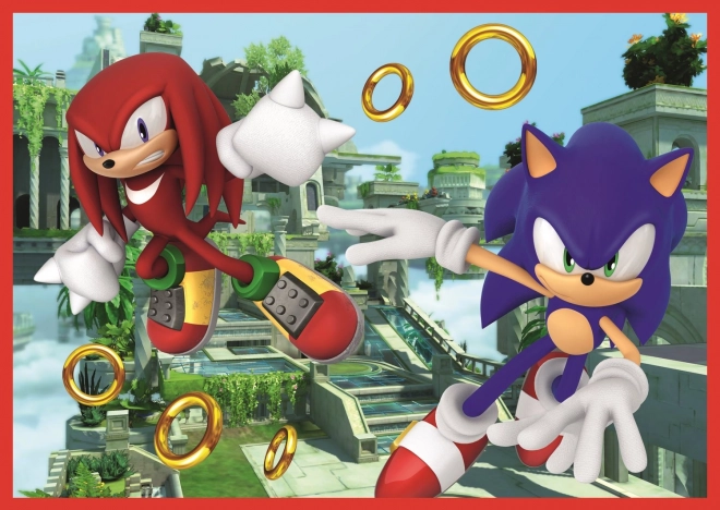 Puzzle 4en1 Sonic/Sonic Le Hérisson 28,5x20,5cm dans une boîte 28x28x6cm