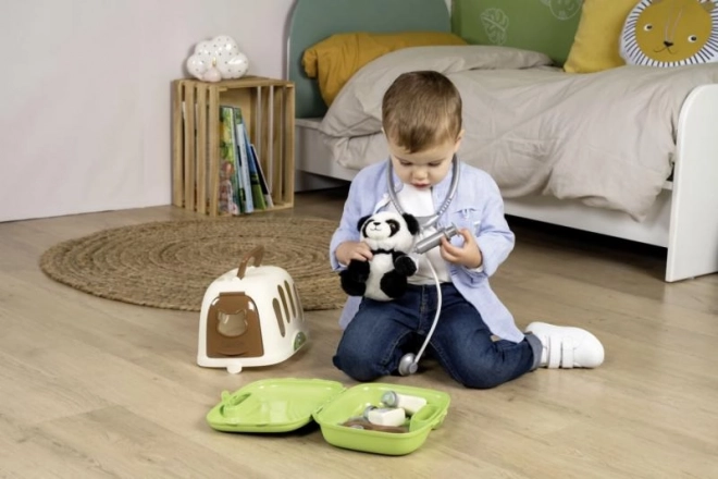 Dierenartsenwagen met panda en transportbox 2-in-1