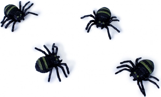 Kleine Gummispinnen – Halloween-Deko (4 Stk.)