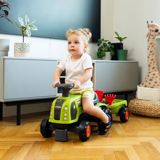 Tracteur enfant Falk Claas 470 Arion vert avec remorque et ensemble pour le sable