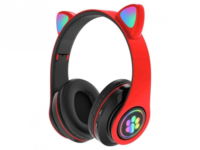 Draadloze bluetooth-hoofdtelefoon FM-radio mp3 kattenoren LED-verlichting