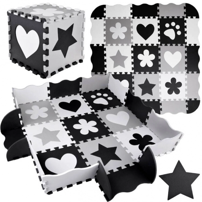 Contrasterende schuim puzzelmat met vormen