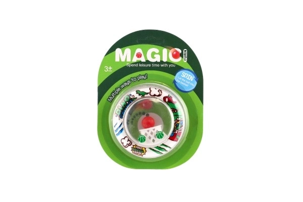 Puzzelspel met plastic bal 8cm 4 kleuren op kaart 12x16cm