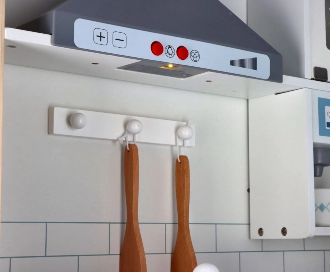 Grote houten interactieve keuken met accessoires