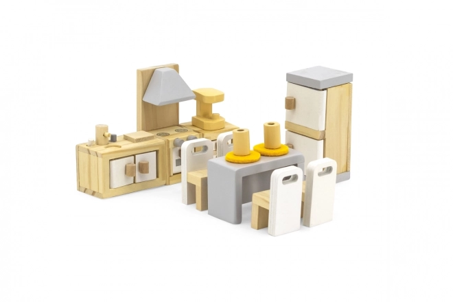 Houten keuken en eetkamer