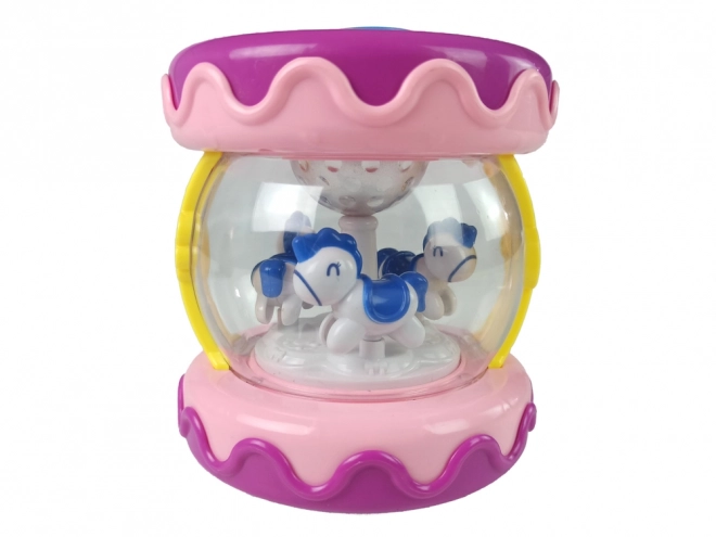 Interactieve muziek trommel met carrousel Roze