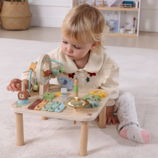 Table d'apprentissage en bois avec labyrinthe musical 5 en 1