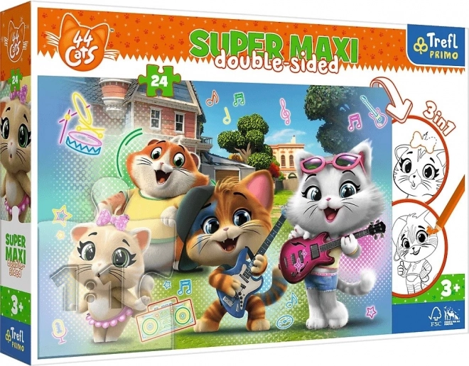 Puzzle Super Maxi 24 pièces – chats joyeux 44 CATS, recto-verso 3-en-1