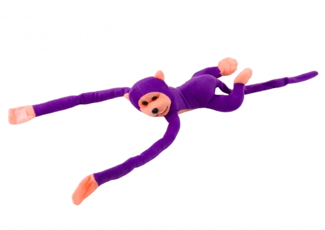Opgezette mascotte aap met geluid Paars 80 cm