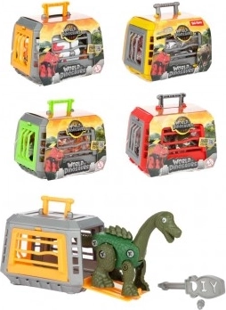 Opvouwbare dinosaurus in kooi – kunststof set, mix van soorten