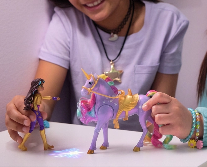 Sophia et Wildstar de l'Académie des Licornes avec lumière magique