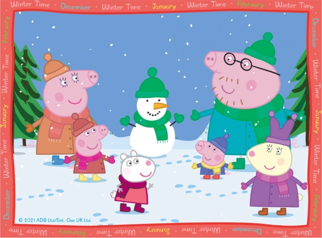 Ravensburger Puzzle Peppa Wutz – Jahreszeiten 4-in-1 (12–24 Teile)