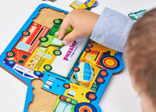 WOODLIKA Houten puzzel Wereld van transportmiddelen 18 stukken