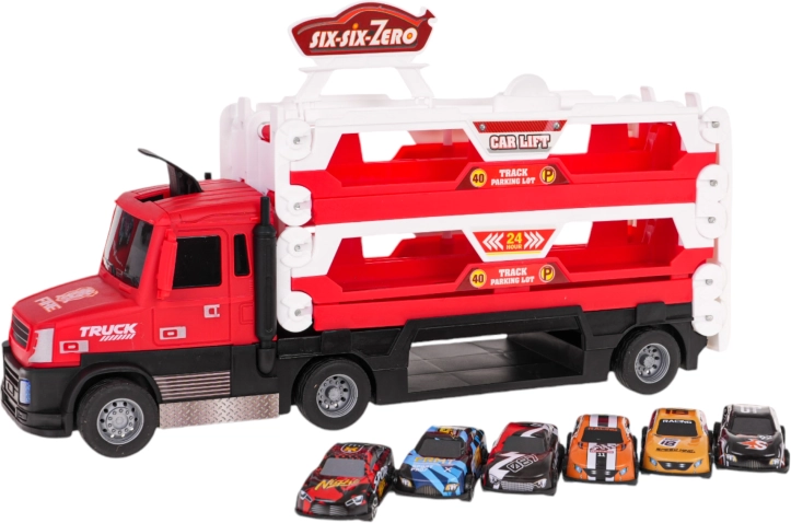 Interactieve vrachtwagen met katapult 2-in-1 + accessoires – Rood