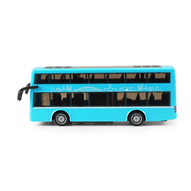 Dubbeldekker speelgoedbus blauw 20 cm
