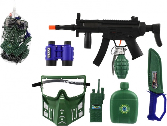 Set militaire pistolet-mitrailleur avec accessoires 32 cm