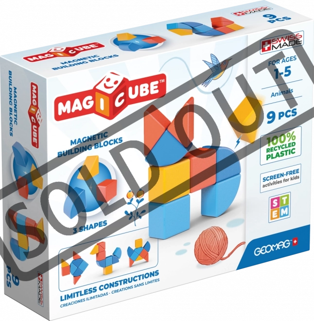Cubes magnétiques Magicube Shapes – animaux, 9 pièces