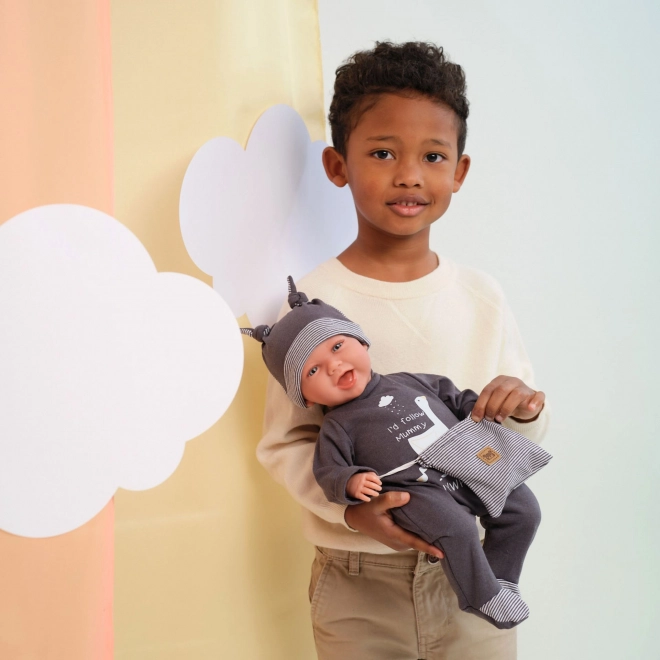 Llorens 74107 NEW BORN - realistische baby pop met geluiden en zacht stoffen lichaam - 42 cm