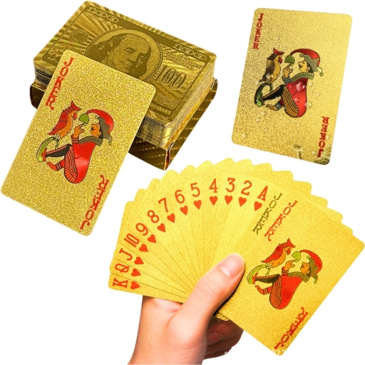 Cartes à jouer en plastique doré