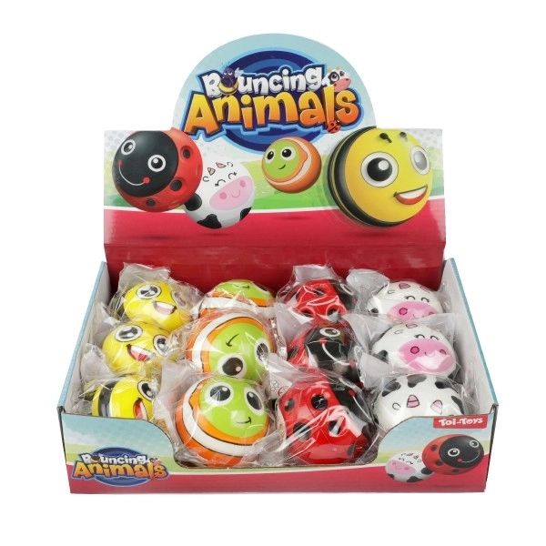 Stuiterbal met dieren van rubber