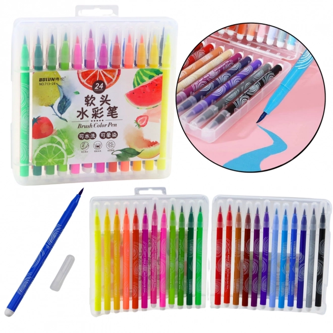 Set aus Aquarellstiften im Organizer, 24 Farben