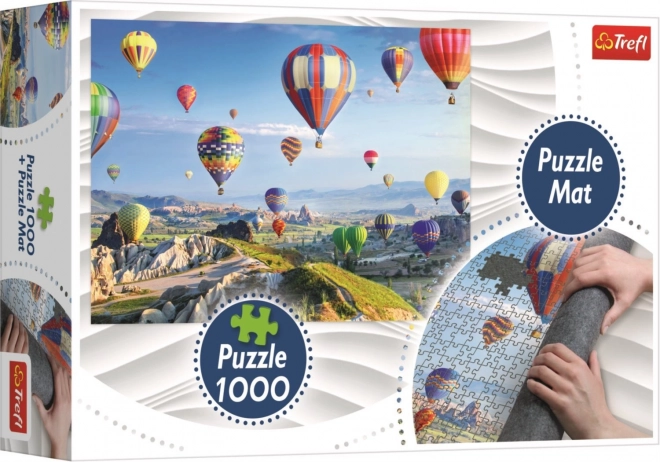 Puzzle Montgolfières au-dessus de la Cappadoce 1000 pièces avec tapis