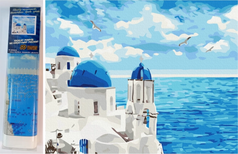NORIMPEX Diamond Painting – Clouds over Santorini, 30 × 40 cm