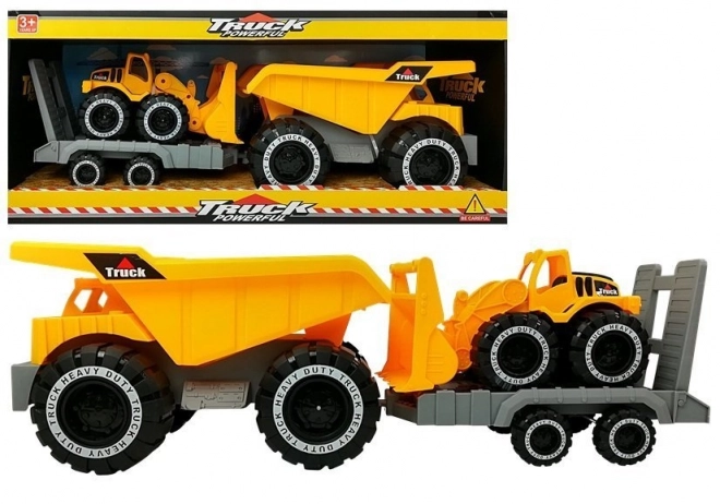 Großes Spielzeugset mit Anhänger und Bulldozer 49 cm