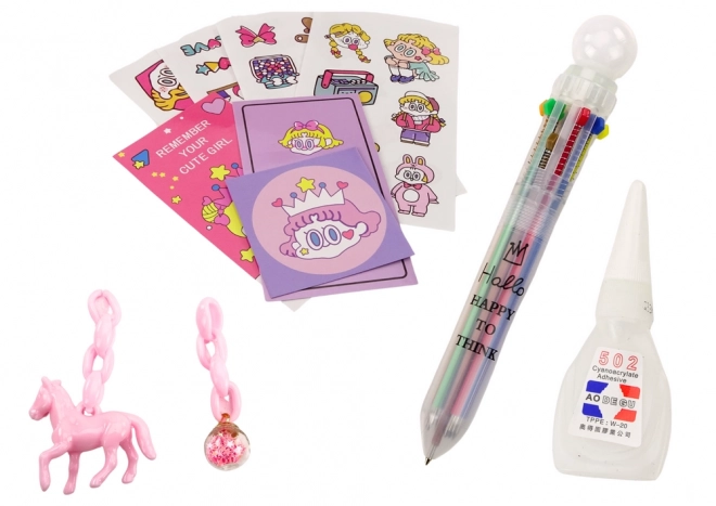 Reeks lederen accessoires Notities Lederen roze