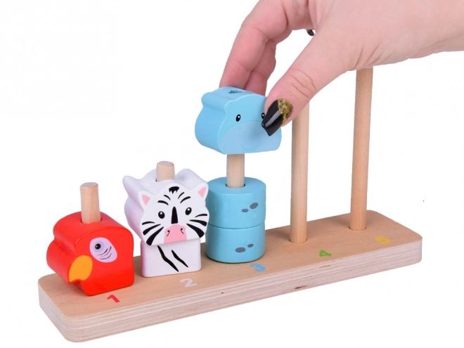 Colorful Wooden Pyramid Animal Blocks Educational Toy