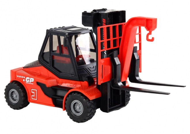 Rode vorkheftruck 1:16 met beweegbare vorken, geluiden en lichten