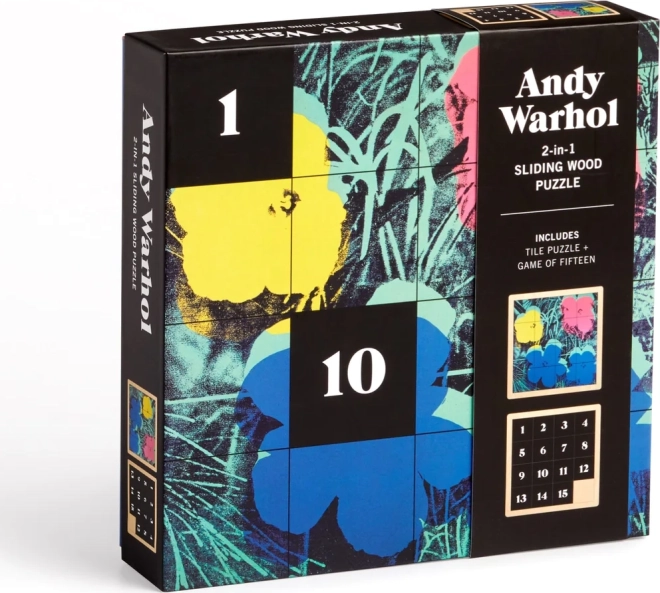 Sliding Wooden Puzzle Andy Warhol: Flowers 2in1