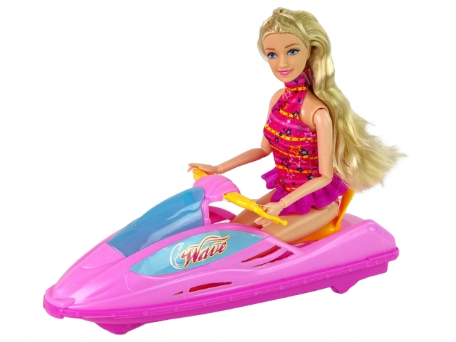 Puppet set with pink water scooter
