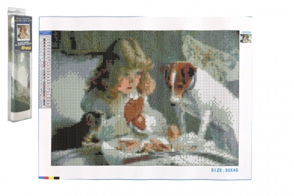 Diamantschilderij set - meisje bij het ontbijt met hondje