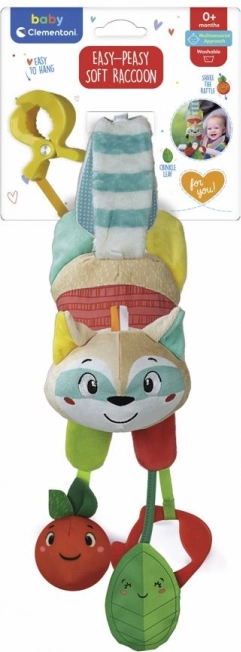 Raton laveur en peluche avec clip de suspension CLEMENTONI