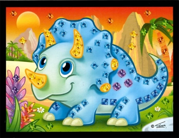 Mozaïek afbeelding mini glitter dinosaurus 10x12cm mix soorten