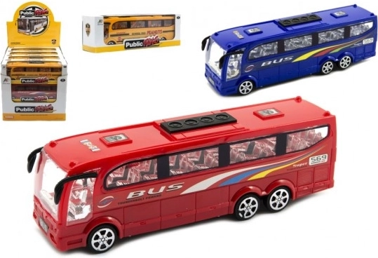 Autobus en plastique à inertie 25 cm, 3 couleurs