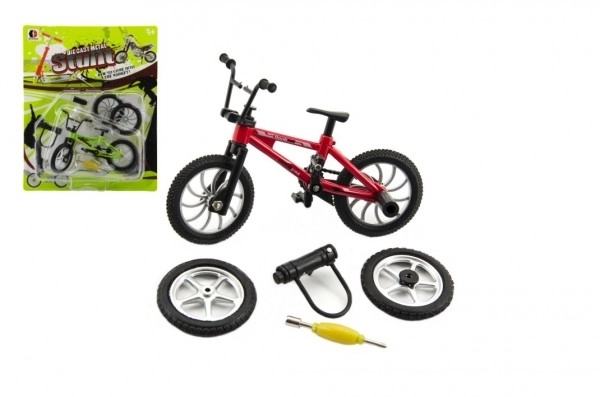 Vingertop fiets 10cm schroefbaar plastic 3 kleuren op kaart 17x21x4cm