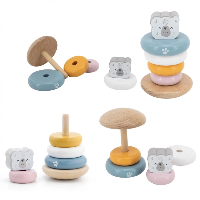 Houten set PolarB Pyramide en hamerbank Beertje Montessori
