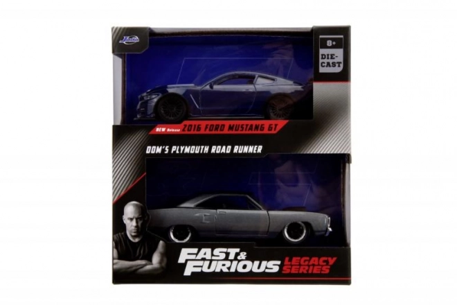 Twin Pack Modelauto's Ford Mustang GT350 en Plymouth Road Runner uit Fast & Furious