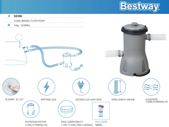 Pompe de filtration pour piscines Bestway 3028 l/h