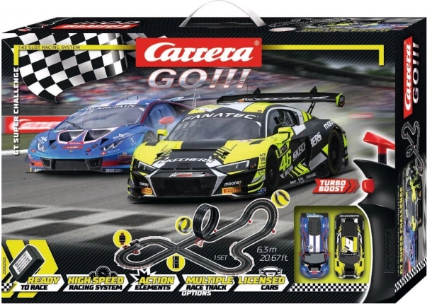 Carrera GO GT Super Challenge 6,3 m Slotcar-Bahn mit Audi R8 LMS GT3 und Lamborghini Huracán GT3