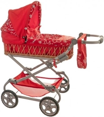 Diepe rieten poppenwagen Monika 90 × 40 × 70 cm
