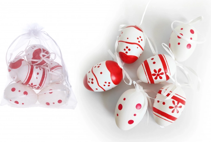 Decorative painted plastic eggs 6 cm