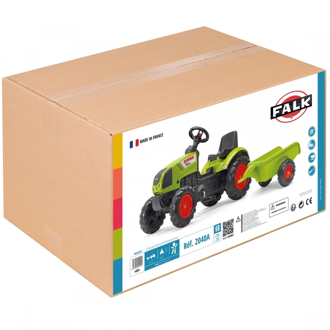 Tracteur Claas Arion 410 à pédales avec remorque vert